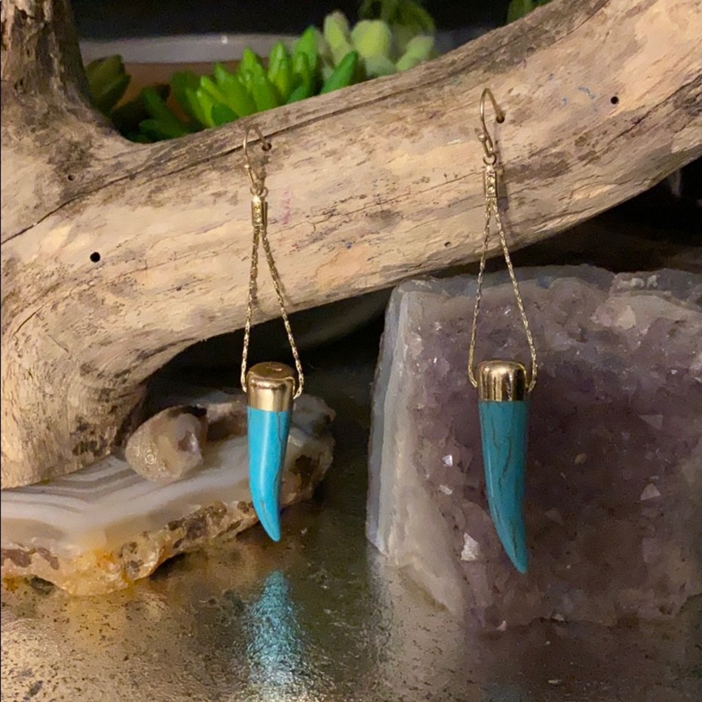 NWT Horn Earrings in Turquoise